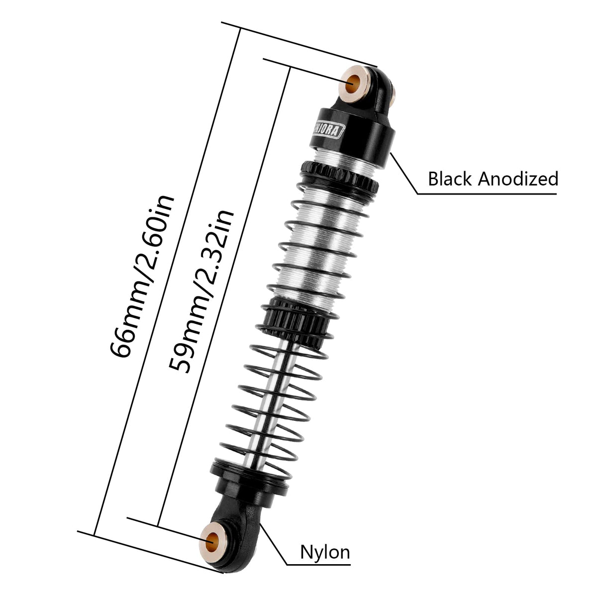 INJORA 59mm threaded shock absorber nylon bottom rod end enhances stability