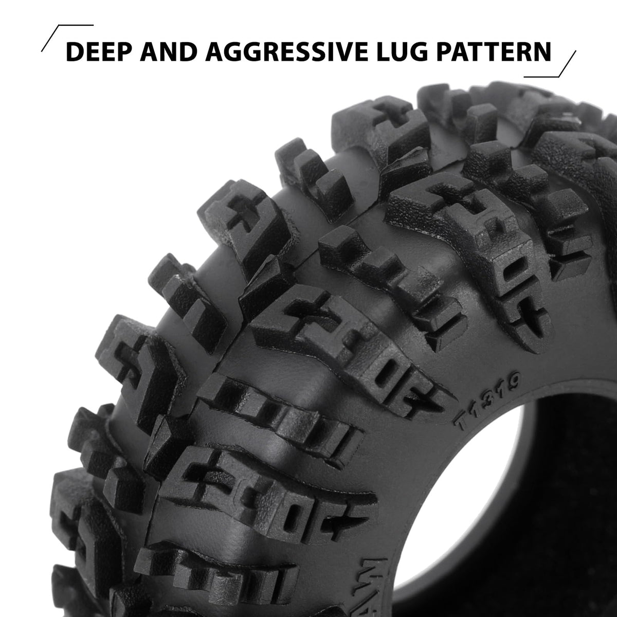INJORA 70x27mm tire size enables aggressive scale performance on trials.