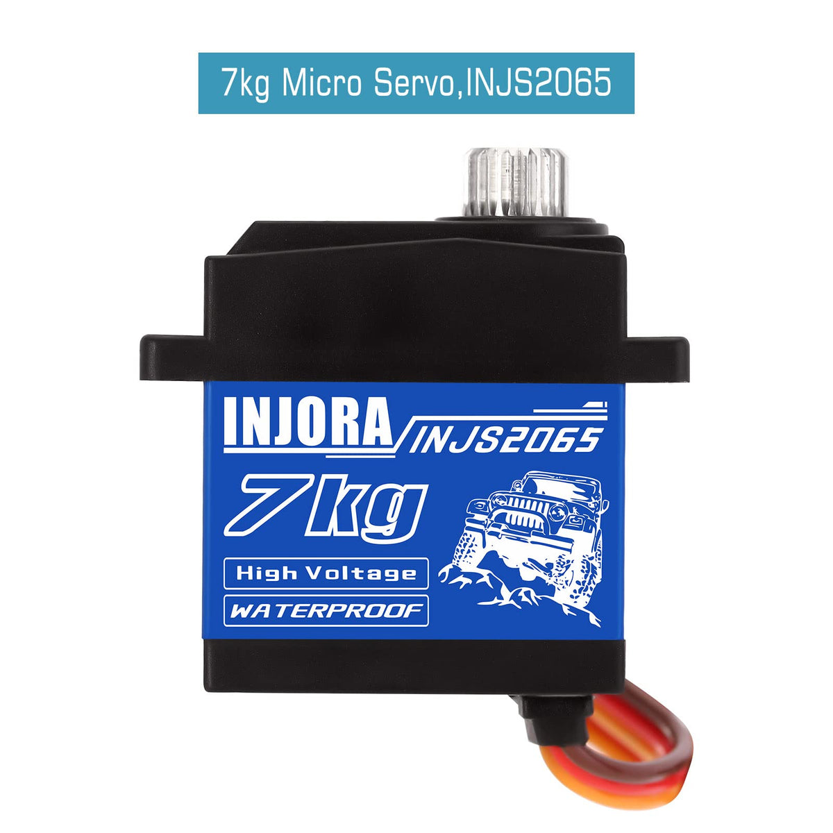 INJORA 7KG 2065 micro-servo side view highlighting slim dimensions for tight installs