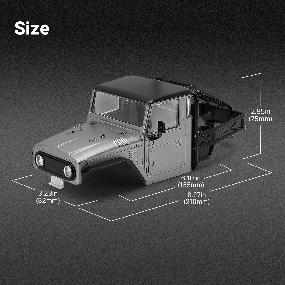 INJORA 87g IR40 shell grey mounted on TRX4M for quick swap.