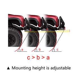 Adjustable mounting height improves approach angle and protection.