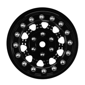 INJORA CNC-machined aluminum wheel close-up highlights high-quality machining.