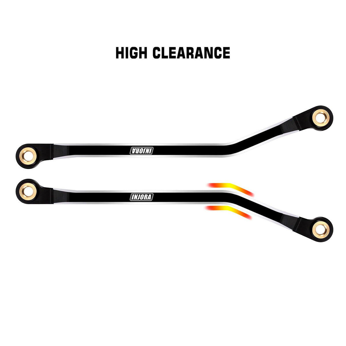 INJORA aluminum chassis link side profile highlighting lightweight strength