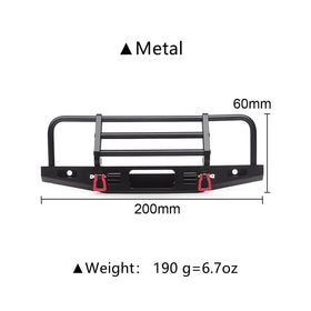 Close-up of INJORA aluminum bumper showing rugged, lightweight construction.