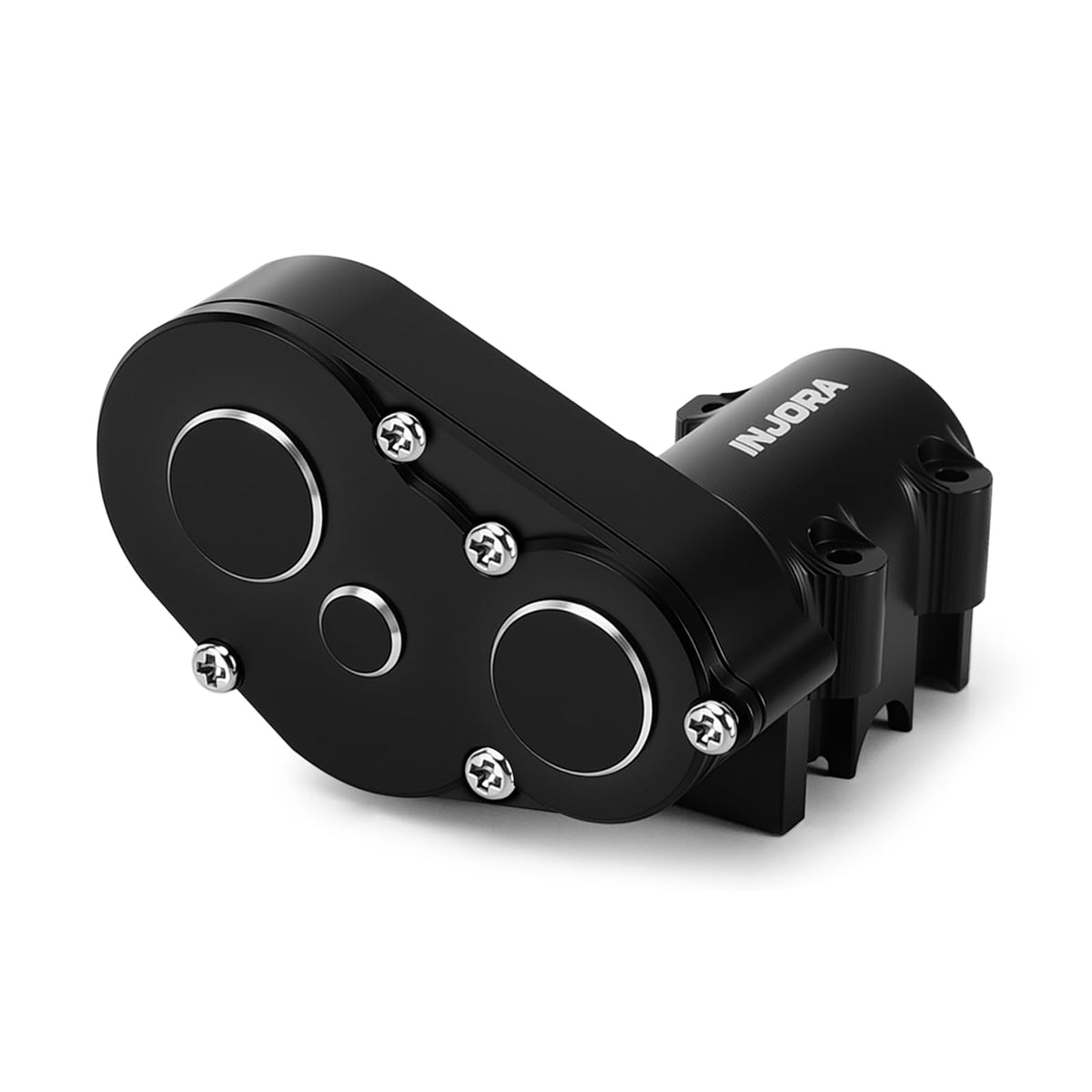 INJORA aluminum gearbox housing for SCX30 upgrade with precise fit.