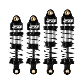 INJORA aluminum oil shocks front view for improved steering control.