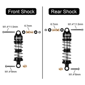 INJORA aluminum oil shocks side profile showing preload adjustment capability.