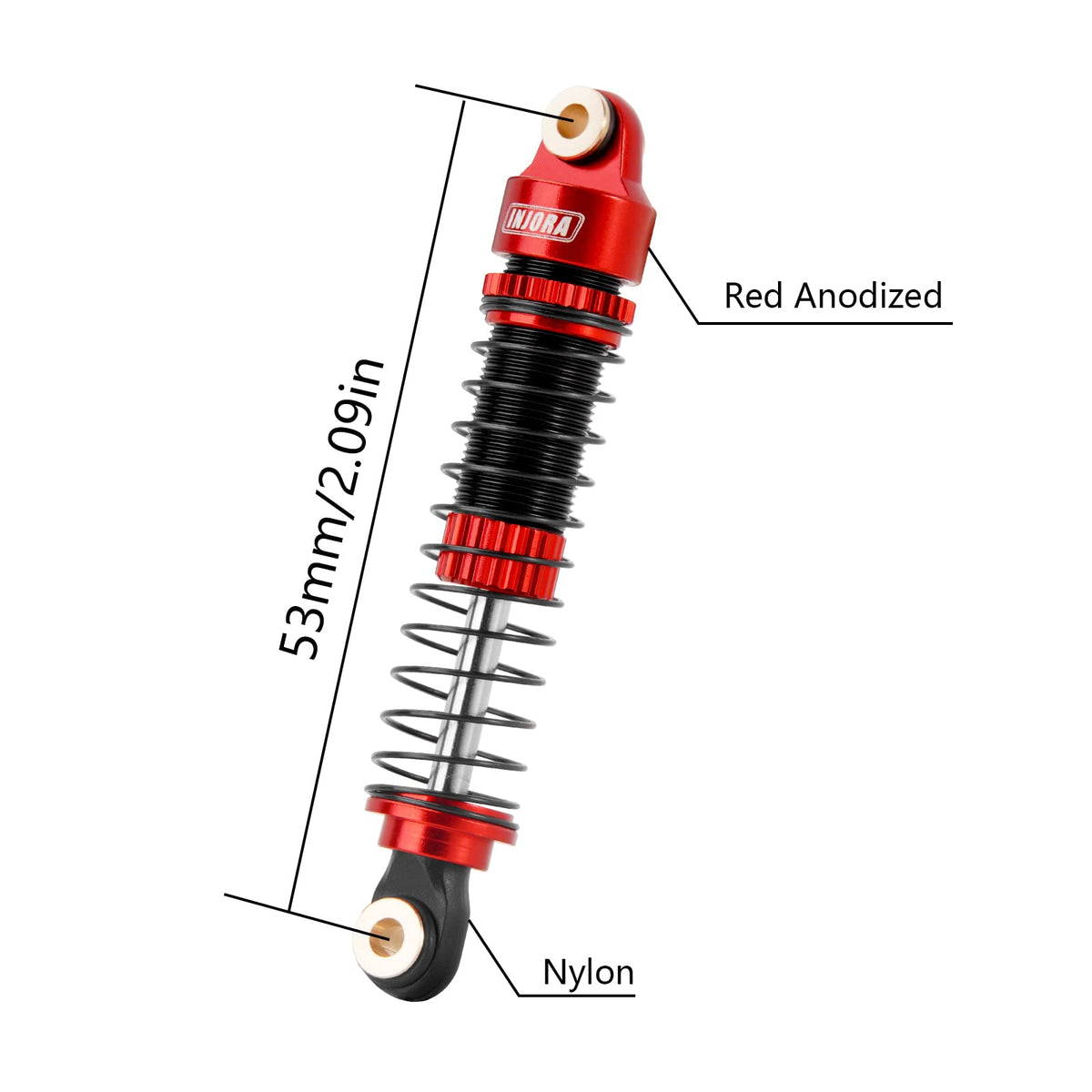 INJORA CNC aluminum shock bodies for enhanced durability on trails