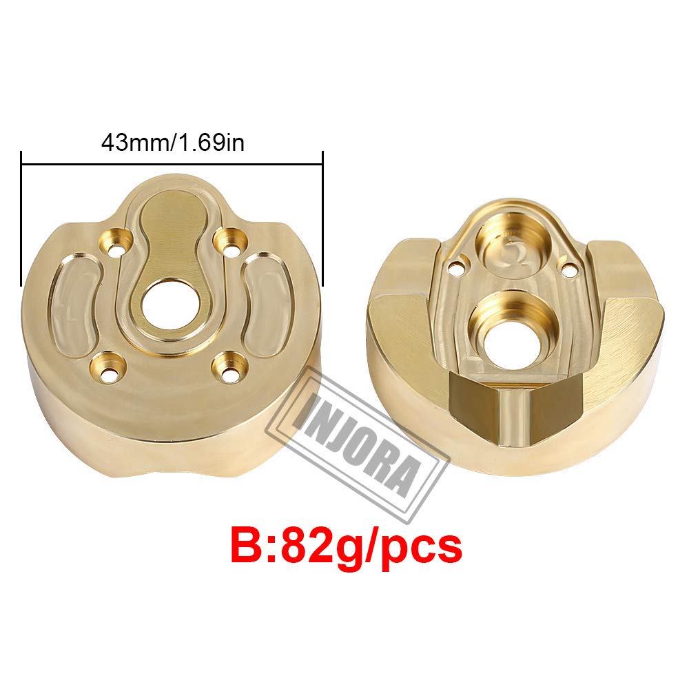INJORA brass knuckle cap packaging and ready-to-install upgrade for AXI03007 and Capra 1.9 UTB