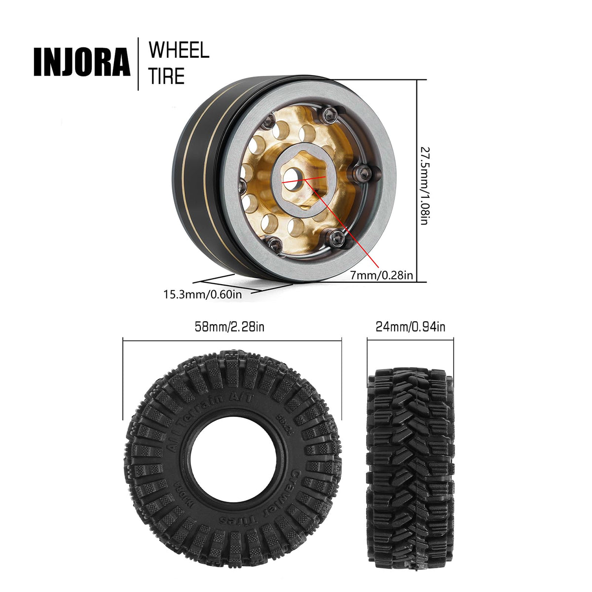 INJORA upgrade kit compatible with Axial SCX24 AX24 TRX4M FCX24 crawlers.