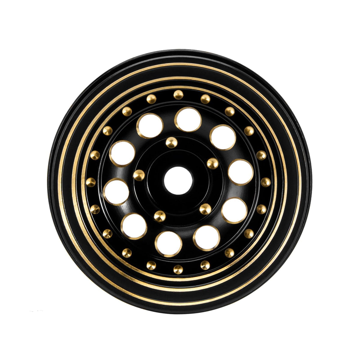 INJORA brass beadlock wheel designed for 1/18 TRX4M crawlers improves stability.