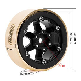 INJORA beadlock wheel 1.3-inch black brass outer detail offers CNC precision