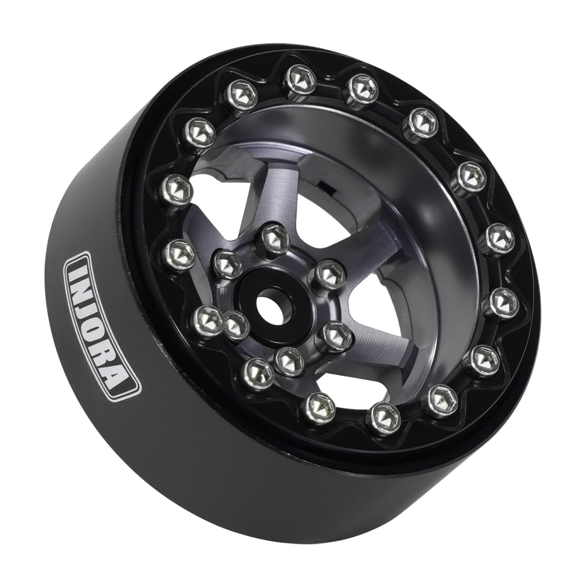 INJORA beadlock wheel compatible with 1.3 tires grey for SCX24 TRX4M.