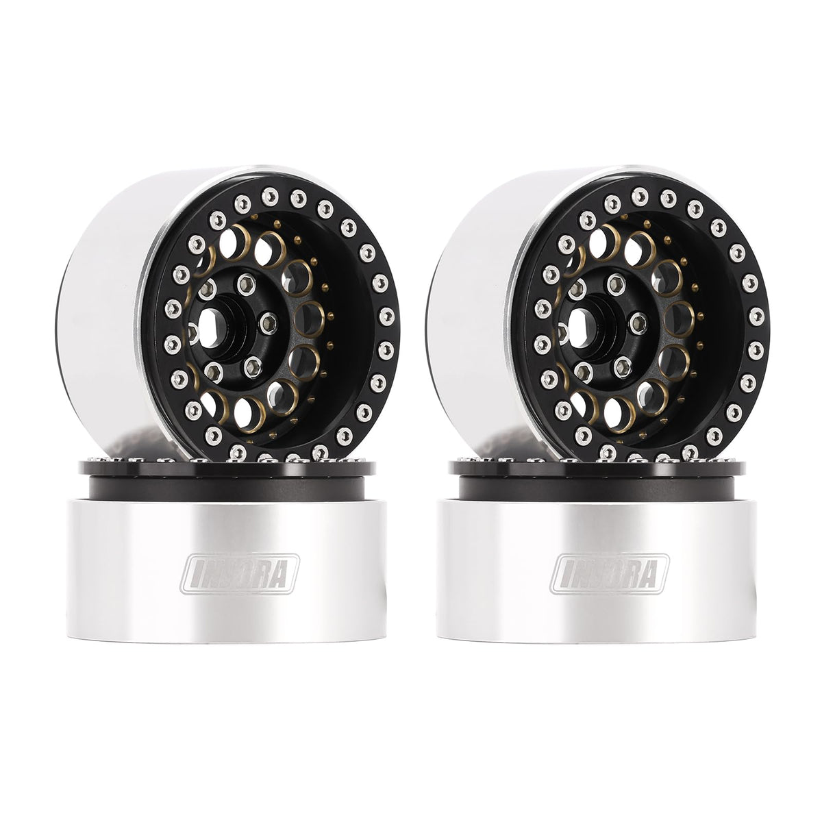 INJORA beadlock wheel rim 150g for 1/10 RC crawlers, boosts stability.