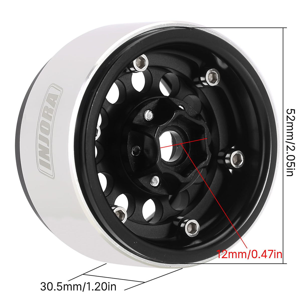 INJORA wheel hub design supports better climbing performance on tough terrain.