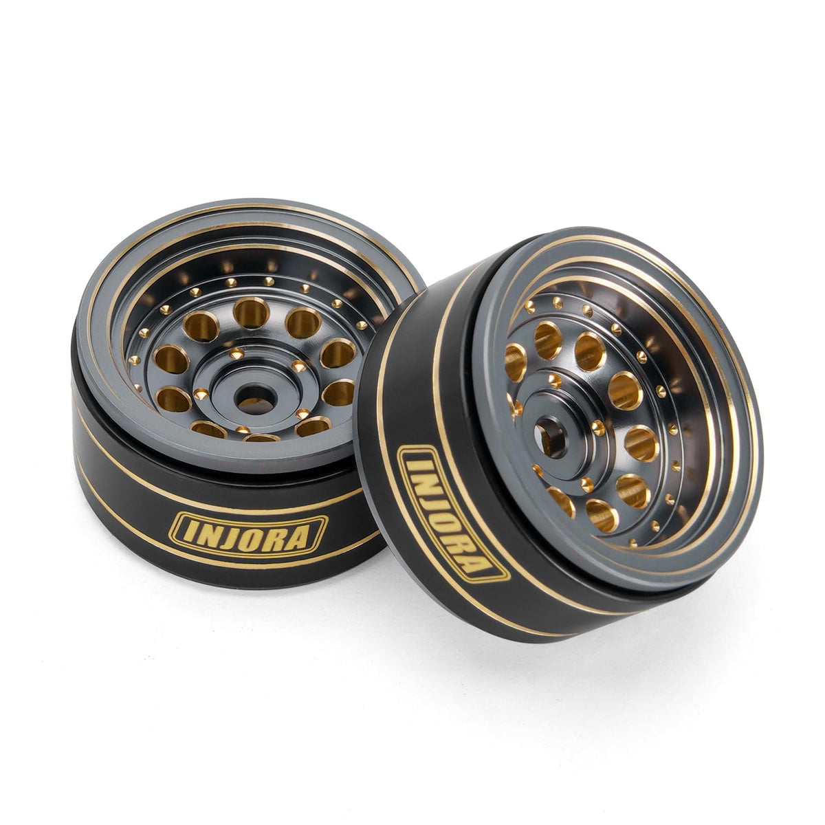 Negative 2.65mm offset on INJORA beadlock rim broadens stance for stability.