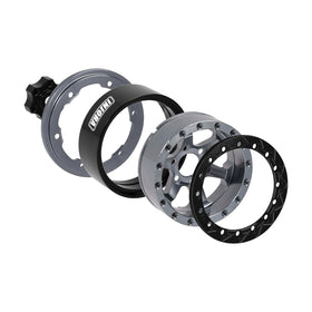 INJORA beadlock wheel side view grey highlights premium CNC construction.