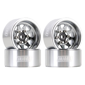 INJORA beadlock wheel front view with stamped steel finish for a realistic scale look.