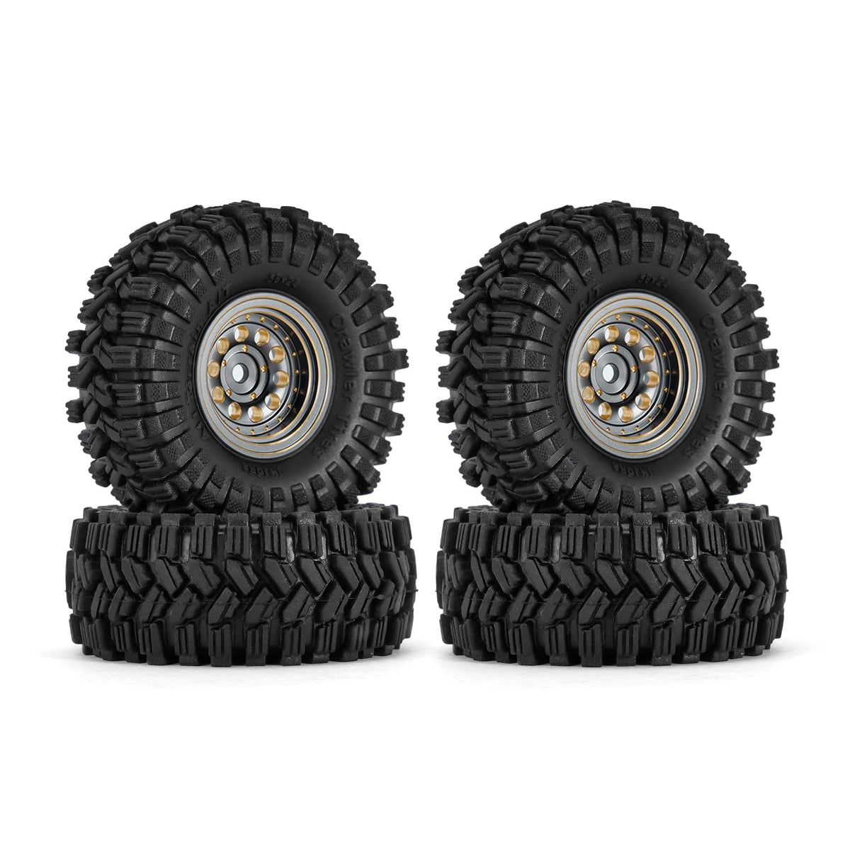 INJORA black brass beadlock wheel with offset minus 2.65mm for stability.