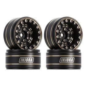 INJORA brass 1.0 beadlock wheel in brass finish enhances durability for 1/18 crawlers.