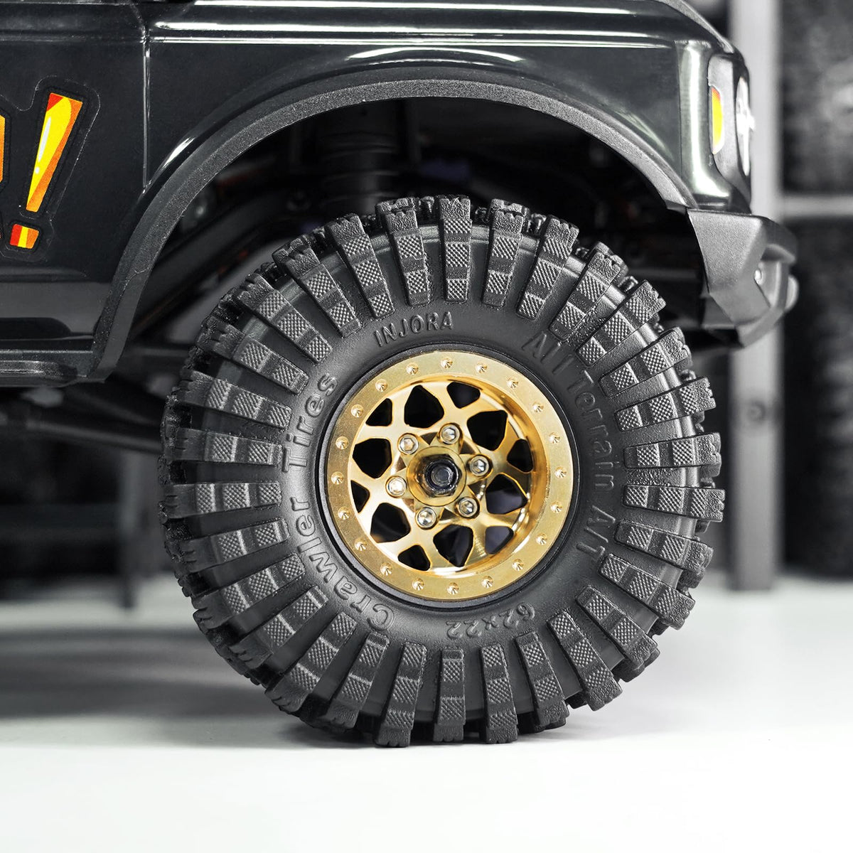 INJORA brass beadlock wheel with 7mm hub provides precise fitment on selected RC cars.
