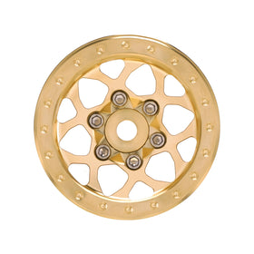 INJORA brass beadlock wheel lowers center of gravity for improved weight distribution.