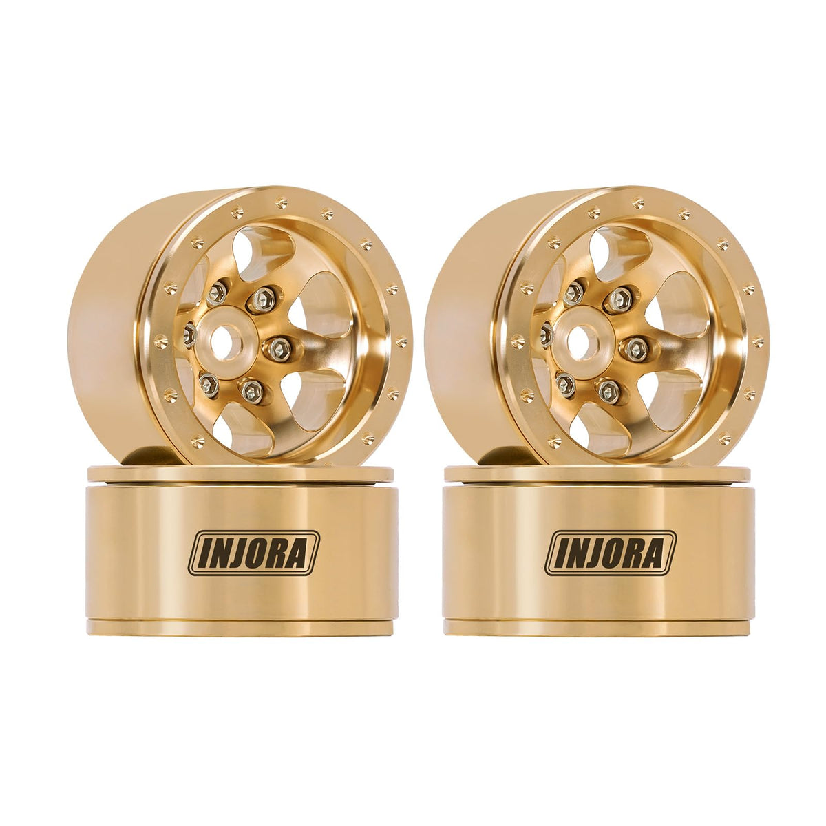 INJORA brass beadlock wheel offset -4.7mm for wider stance and stability