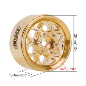 INJORA brass beadlock wheel offers compatibility with TRX4M, SCX24, and FCX24 models.