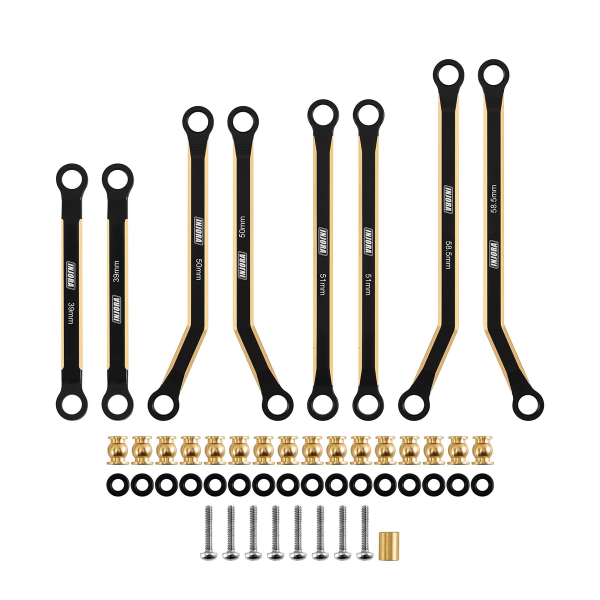 INJORA brass links with engraved logo detail