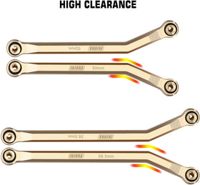 INJORA brass front-4-links with logo engraving for durability and style.