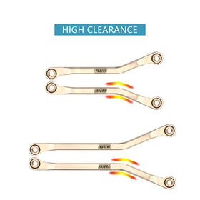INJORA brass high clearance chassis links set closeup brass finish highlights precision craftsmanship