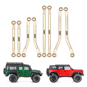 INJORA brass high clearance chassis links set front view enhances clearance and stability for TRX4M Defender Bronco
