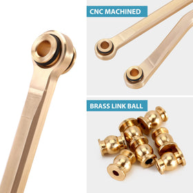 INJORA brass high clearance chassis links set packaging shows complete upgrade kit for TRX4M Defender Bronco