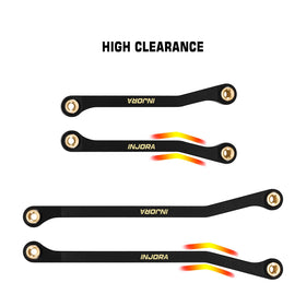 INJORA brass high-clearance links side profile highlights compact fit for tight courses