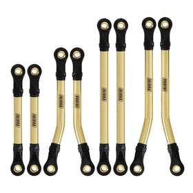 INJORA brass high-clearance links for TRX4M Bronco Defender 1/18 improve stability on rugged terrain.