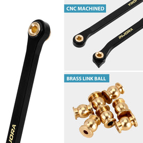 INJORA brass high-clearance links weight detail shows 36 g mass for lower CG