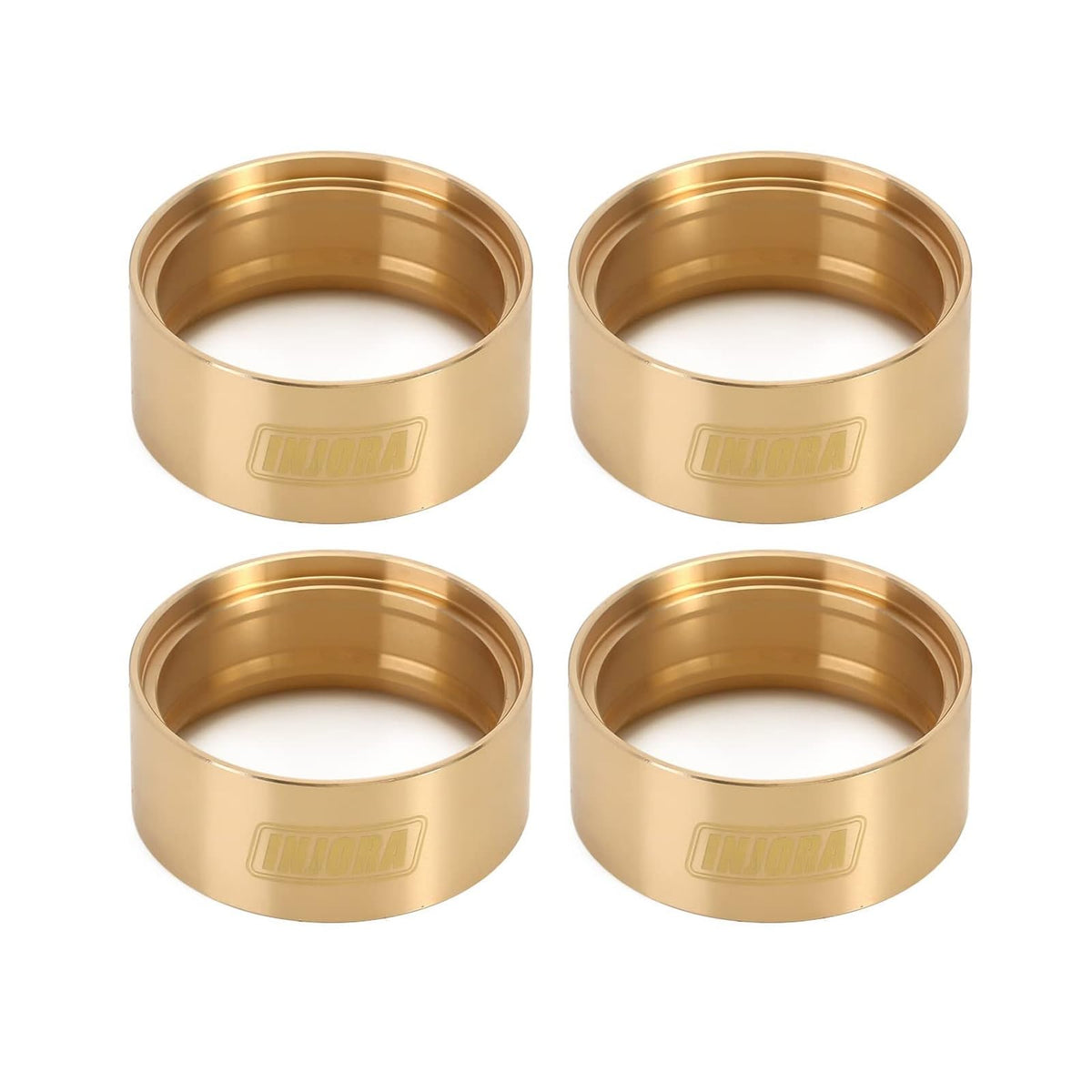 INJORA brass internal beadlock ring close-up with etched logo