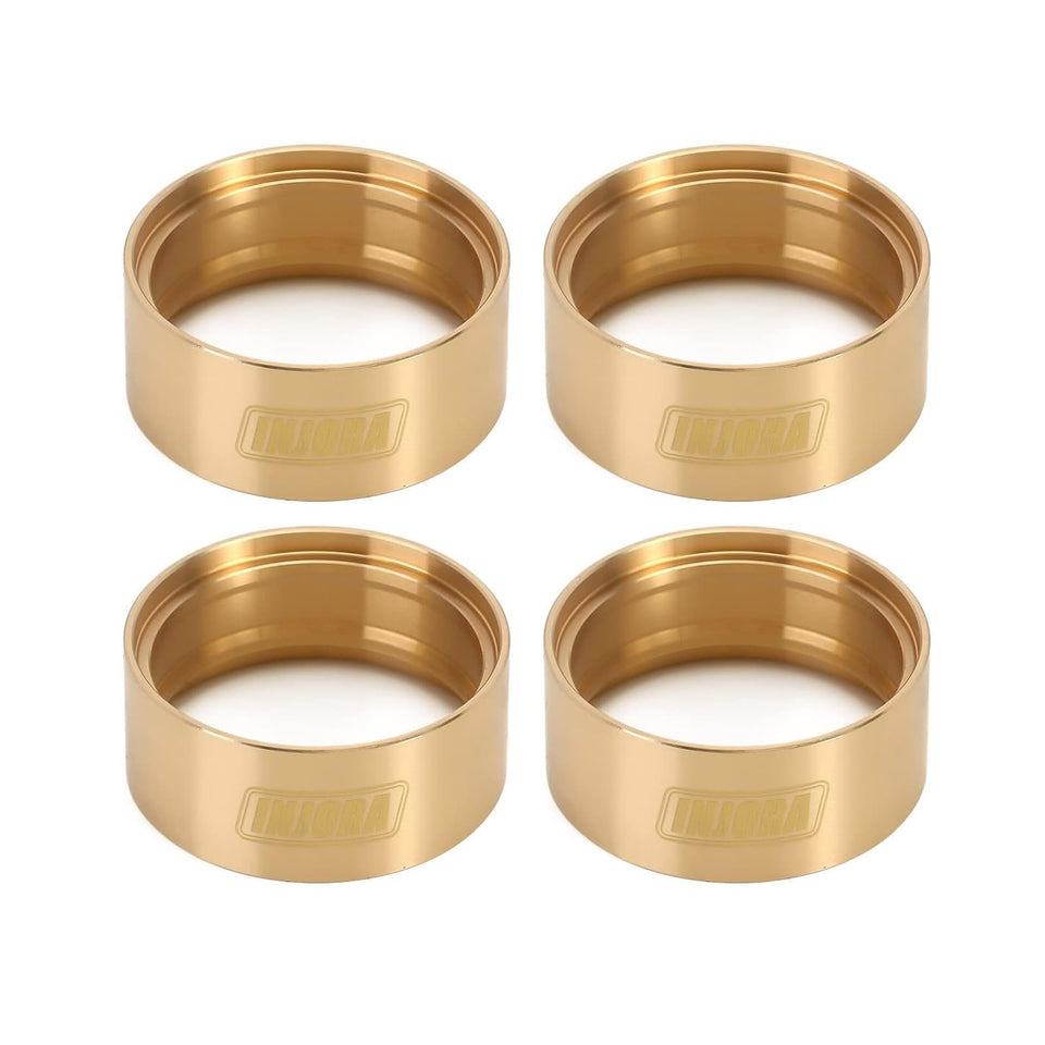 INJORA brass internal beadlock ring close-up with etched logo