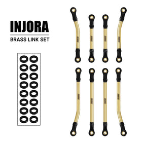 INJORA brass link set closeup improves installation precision for TRX4M Bronco Defender.