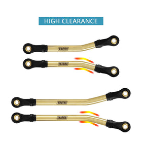 INJORA brass links fitment for TRX4M Bronco Defender shows weight benefits and stability.