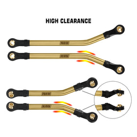 INJORA brass pivot balls enable precise articulation on rugged climbs.