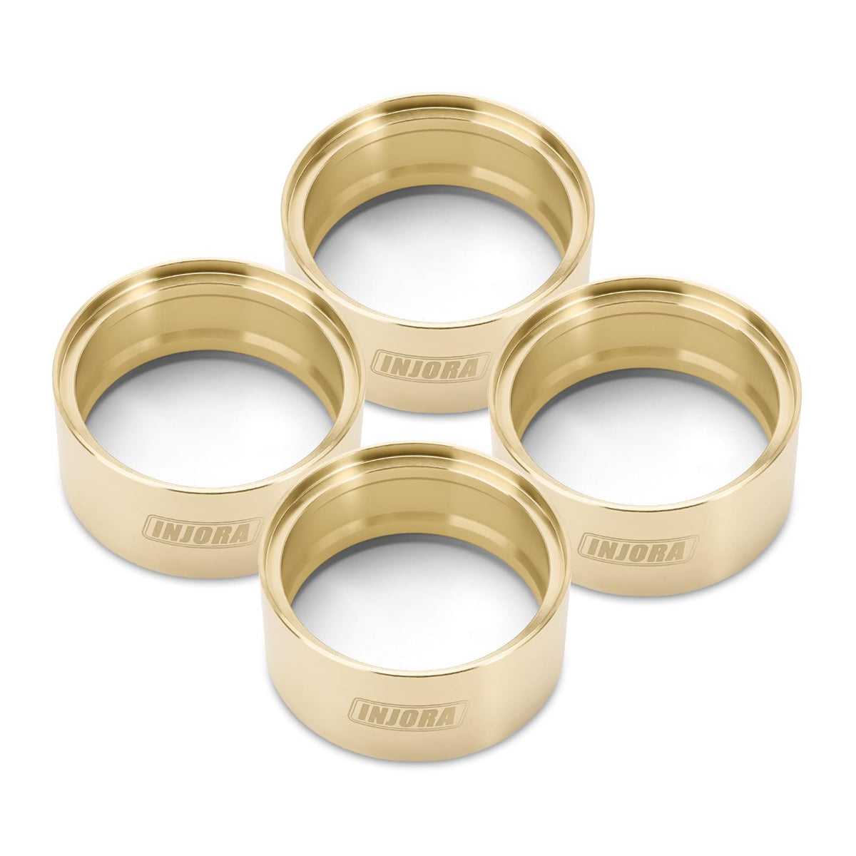 INJORA brass inner beadlock weight close-up showing 147g boost for 2.2-inch wheels