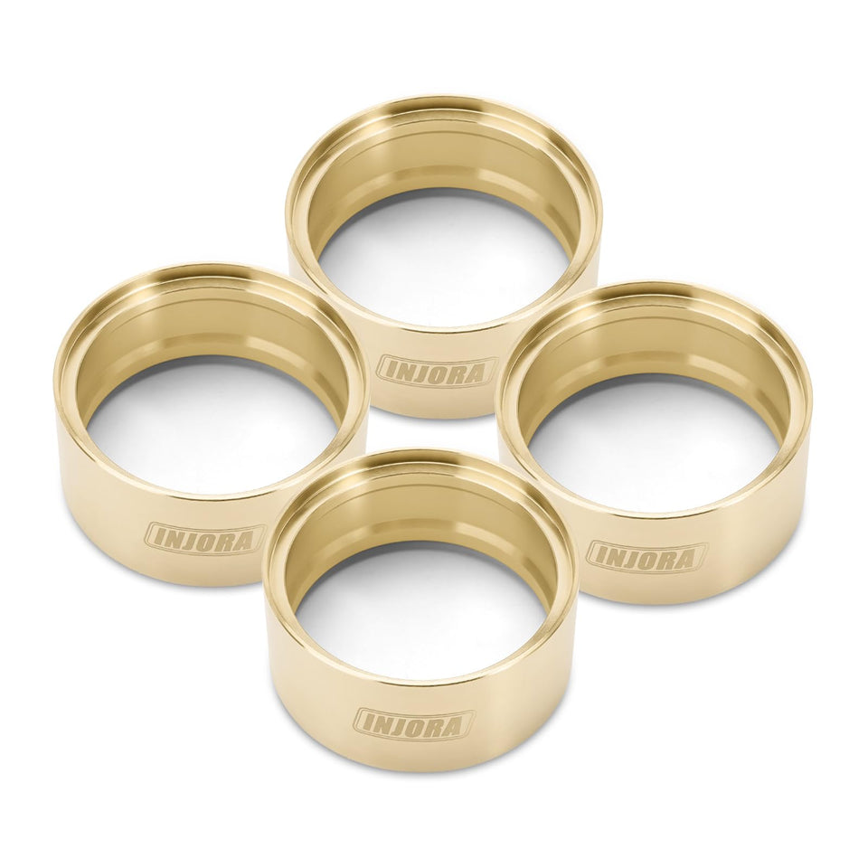INJORA brass inner beadlock weight close-up showing 147g boost for 2.2-inch wheels