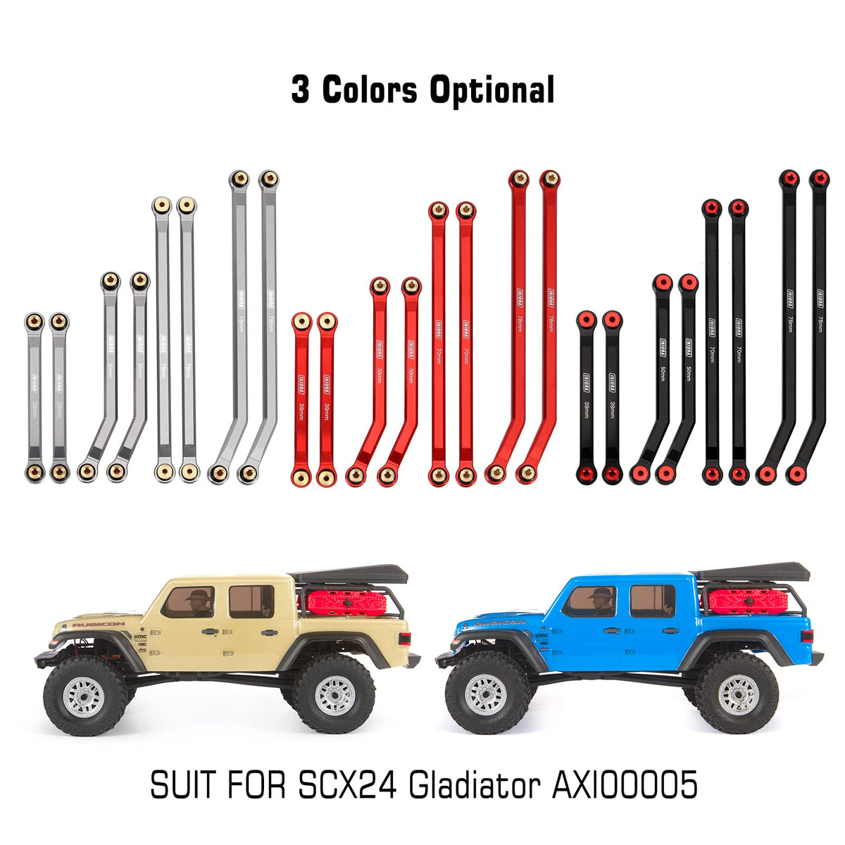 INJORA grey anodized aluminum links add durable reliability during off road runs