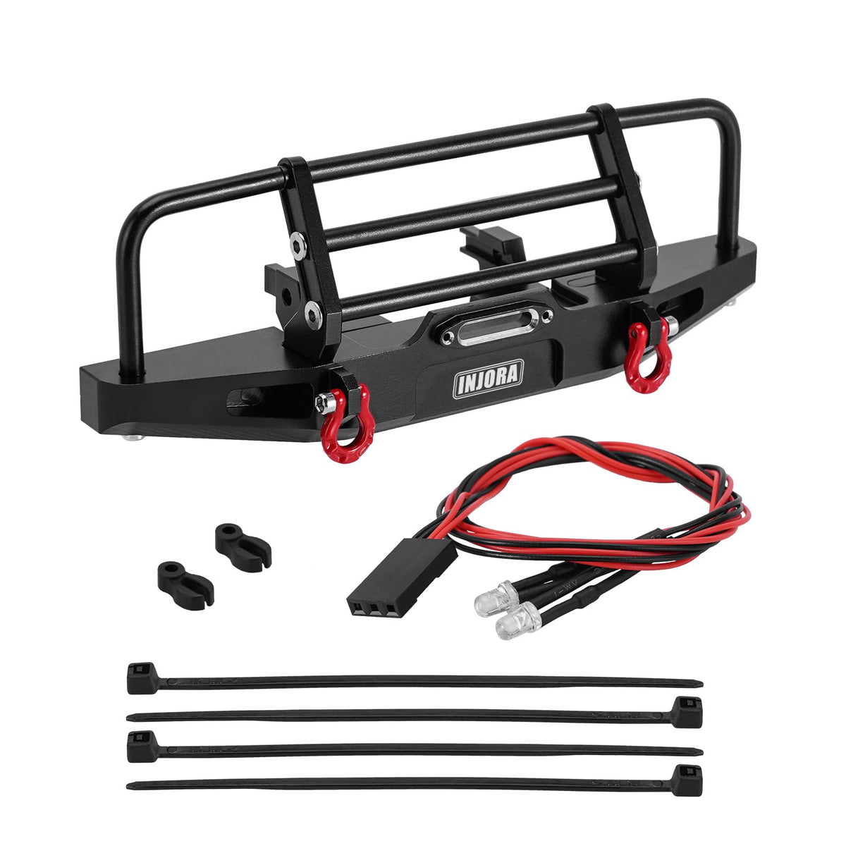 INJORA CNC aluminum bumper offers sturdy construction for rugged RC crawling.