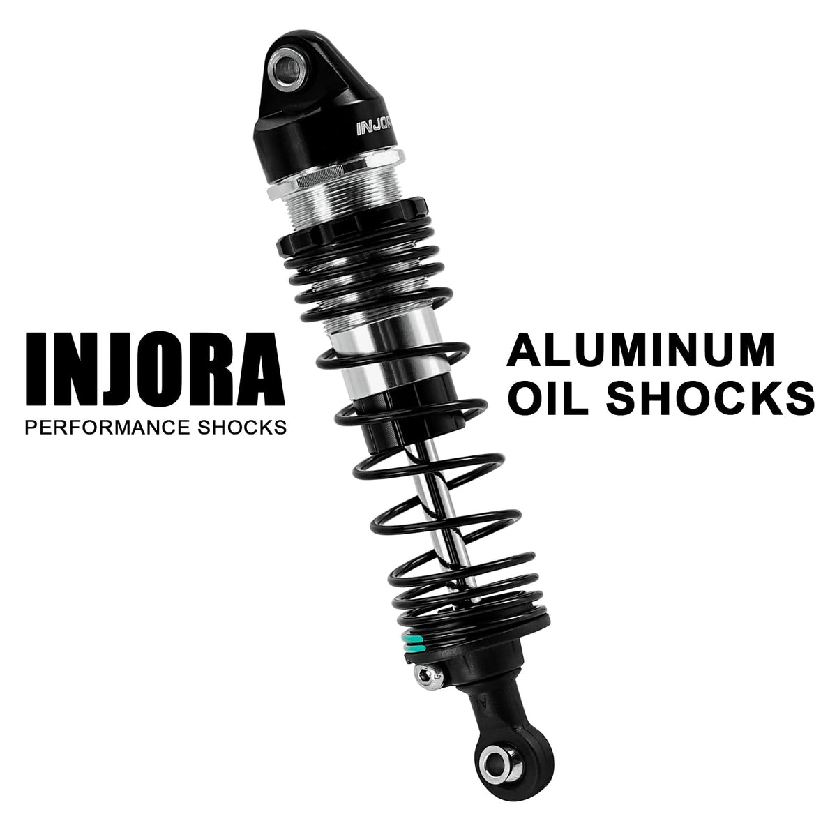 INJORA CNC aluminum shock body highlights lightweight strength for responsive handling.