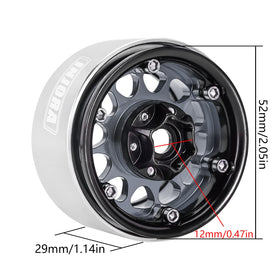 INJORA CNC-machined aluminum wheel with anodized finish.