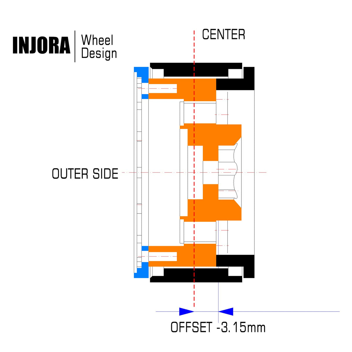 INJORA 1/18-compatible wheels fit TRX4M, SCX24, Gladiator, Bronco, C10, JLU.