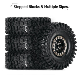 INJORA 1.0 tires compatible with 1/18 scale crawlers like TRX4M and SCX24.