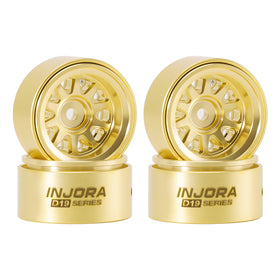 INJORA D19 brass beadlock wheel front view shows rugged CNC finish and solid construction for crawls